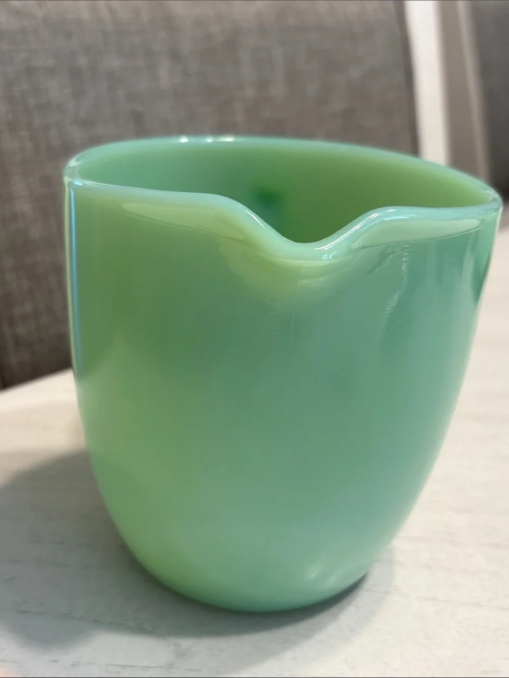 Fire King Mint Green Opaque Glass Pitcher with Handle